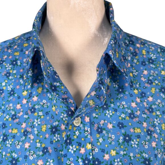 Ralph Lauren blue floral long sleeve collared button down shirt women's size M - Picture 5 of 12